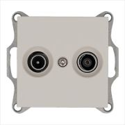 Розетка телевизионная оконечная TV + FM 2-м Ф9.5мм механизм тауп Jasmart G6204T