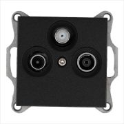 Розетка телевизионная оконечная TV + FM + SAT 3-м Ф9.5мм механизм антрацит Jasmart G6206B