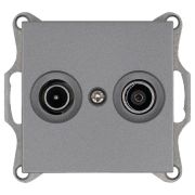Розетка телевизионная проходная TV + FM 2-м Ф9.5мм механизм алюм. Jasmart G6205S