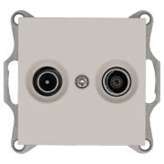 Розетка телевизионная проходная TV + FM 2-м Ф9.5мм механизм тауп Jasmart G6205T