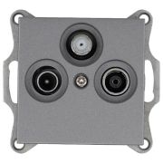 Розетка телевизионная проходная TV + FM + SAT 3-м Ф9.5мм механизм алюм. Jasmart G6207S