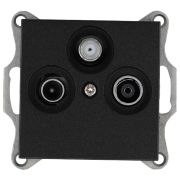 Розетка телевизионная проходная TV + FM + SAT 3-м Ф9.5мм механизм антрацит Jasmart G6207B