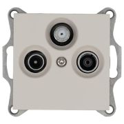 Розетка телевизионная проходная TV + FM + SAT 3-м Ф9.5мм механизм тауп Jasmart G6207T