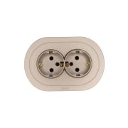 Розетка 2-м СП OSEN с заземл. ПБТ круглая механизм титан LEZARD 744-3700-127B