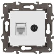 Розетка компьютерная + телевизионная Elegance 14-3110-01М RJ45+TV матов. бел. Эра Б0065767