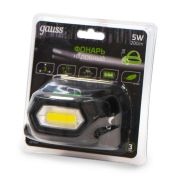 Фонарь аккумуляторный налобный GFL409 5Вт 200лм Li-ion 1200мА.ч LED GAUSS GF409