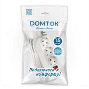 Удлинитель 3х1.5м с заземл. 16А IP20 3.5кВт ПВС 3х1 с выкл. бел. DOMTOK 2379