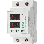 Реле напряжения с контролем тока и мощности CP-721-63A-N 1ф 2НО 2х63А с разрывом нейтрали в соответствии с ПУЭ 7.1.21 и предназнач. для защ. сети бытовой техники от повыш. или пониж. напржения в сети F&F EA04.009.028