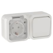 Блок ОП розетка + выключ. горизонт. TORS 16А IP55 TS342 бел. IEK TS-G10-6-55-V-K01