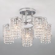 Потолочная люстра с хрусталем и плафонами