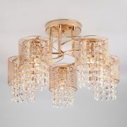 Потолочный светильник с хрусталем и плафонами из металла