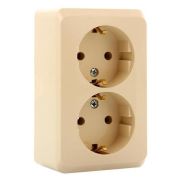 Розетка 2-м ОП Этюд 16А IP20 250В с заземл. без защ. шторок крем. SE PA16-007K