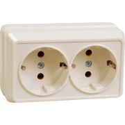 Розетка 2-м ОП Октава РС22-3-ОКм 16А IP20 с заземл. крем. GENERICA ERO21-K33-16-DC