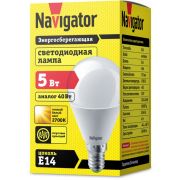 Лампа светодиодная 94 476 NLL-P-G45-5-230-2.7K-E14 5Вт шар 2700К тепл. бел. E14 330лм 176-264В Navigator 94476