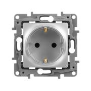 Розетка 1-м СП Etika 16А IP31 250В 2P+E с заземл. защ. шторки немецк. стандарт винтов. клеммы механизм алюм. IEK 672422