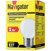 Лампа светодиодная 61 243 NLL-G45-1-230-W-E27 1Вт шар матовая E27 176-264В Navigator 61243