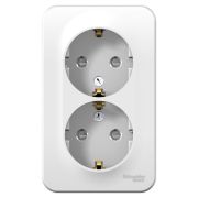 Розетка 2-м ОП Blanca 16А IP20 250В с заземл. защ. шторки с изолир. пластиной бел. SE BLNRA011211