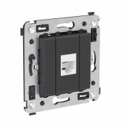 Розетка телефонная 1-м СП Avanti «Черный матовый» RJ12 без шторок механизм DKC 4412613