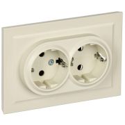Розетка 2-м СП BRITE РС12-3-БрКр 16А в сборе с заземл. без защ. шторок беж. IEK BR-R21-16-K10-F