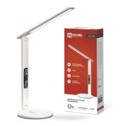 Светильник светодиодный настольный ССО 18Б 12Вт 3-6.5К 600лм сенсор-диммер часы темп. беспроводн. зарядка с адаптером бел. IN HOME 4690612041056